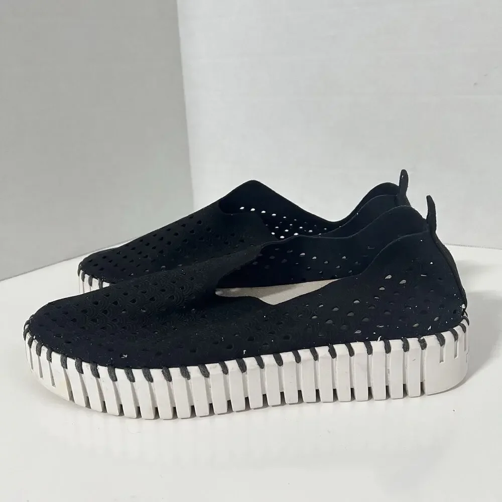Ilse Jacobsen Tulip Shoes Womens 41 / 10 Slip On Perforated Round Toe Black